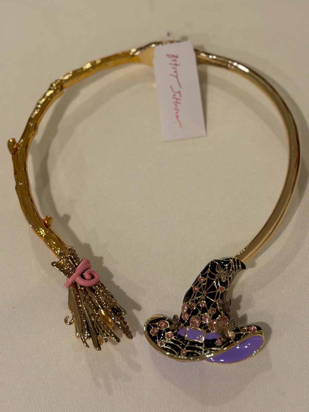 Betsey Johnson Witch Broom Web Hat Hinge Collar Statement Necklace Halloween - Picture 13 of 15